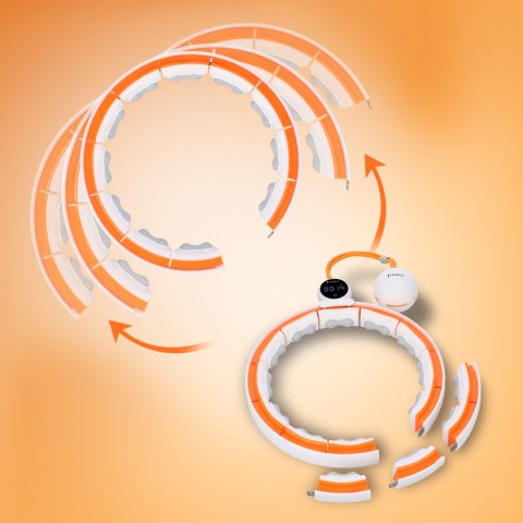 HHM21 HULA HOP WHITE/ORANGE Z MAGNESAMI, WYPUSTKAMI TPE I OBCIĄŻNIKIEM + LICZNIK HMS HMS