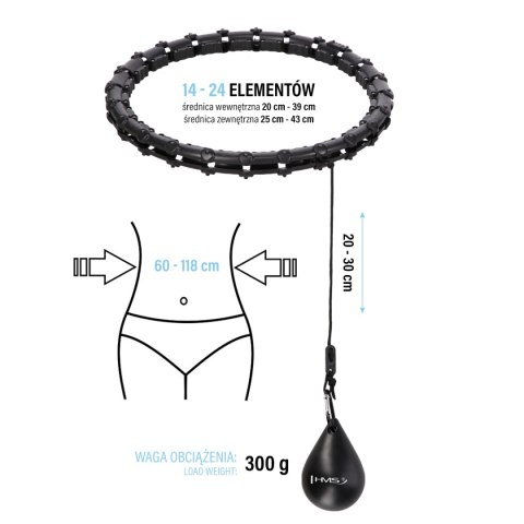 HHW02 HULA HOP BLACK Z WYPUSTKAMI I OBCIĄŻNIKIEM HMS HMS