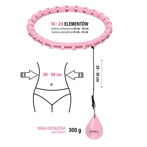 HHW02 HULA HOP LIGHT PINK Z WYPUSTKAMI I OBCIĄŻNIKIEM HMS HMS