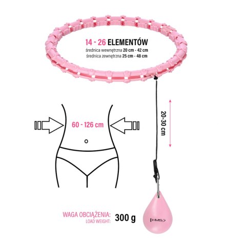 HHW11 PLUS SIZE HULA HOP LIGHT PINK Z WYPUSTKAMI I OBCIĄŻNIKIEM HMS HMS