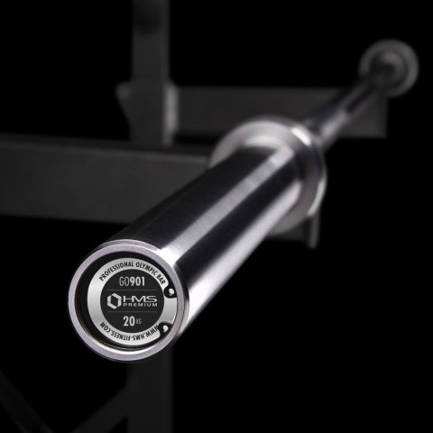 GO901 GRYF OLIMPIJSKI 20KG 2200MM HMS PREMIUM + ZG1500 SILVER ZACISKI LOCK JAW (2 szt) HMS PREMIUM
