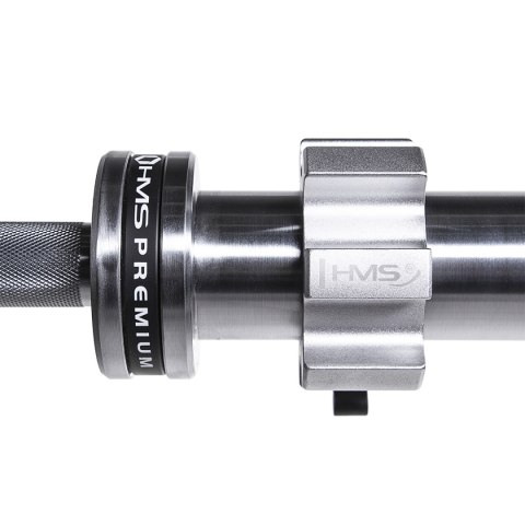 GO901 GRYF OLIMPIJSKI 20KG 2200MM HMS PREMIUM + ZG1500 SILVER ZACISKI LOCK JAW (2 szt) HMS PREMIUM