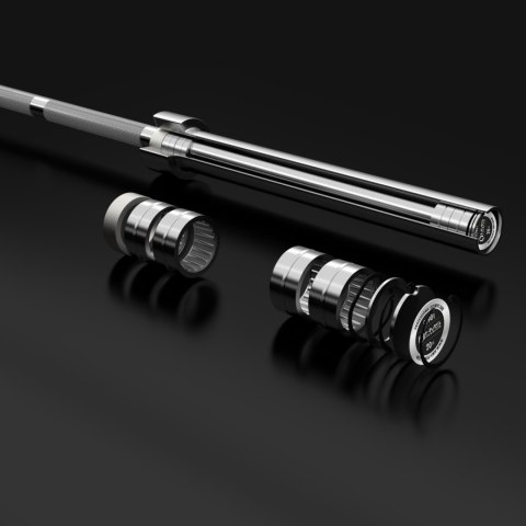 GO901 GRYF OLIMPIJSKI 20KG 2200MM HMS PREMIUM + ZG1500 SILVER ZACISKI LOCK JAW (2 szt) HMS PREMIUM
