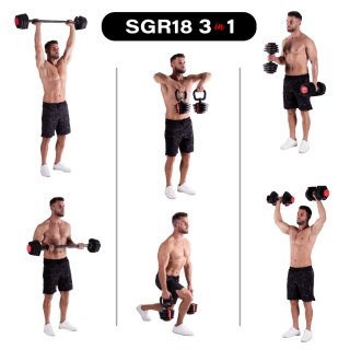 SGR18 PRO SET 3W1 ZESTAW REGULOWANYCH SZTANGIELEK 41 KG HMS HMS