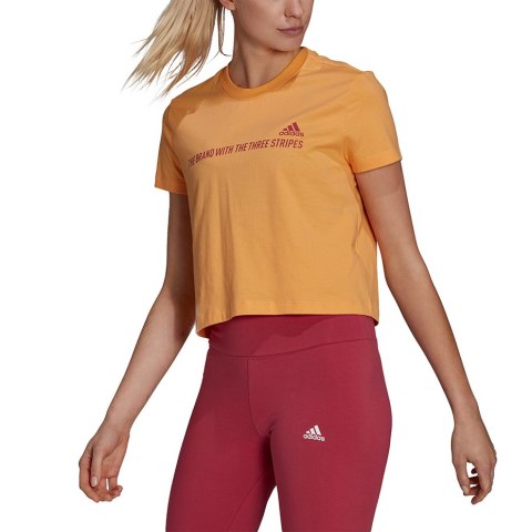 Koszulka damska adidas Gradient Logo Cropped T-Shirt pomarańczowa GM5579 Adidas Koszulka damska adidas Gradient Logo Cropped T-Shirt pomarańczowa GM5579 Adidas
