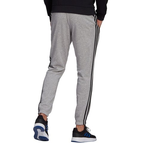 Spodnie męskie adidas Essentials Tapered Elastic Cuff 3 Stripes Pant szare GK9001 Adidas Spodnie męskie adidas Essentials Tapered Elastic Cuff 3 Stripes Pant szare GK9001 Adidas
