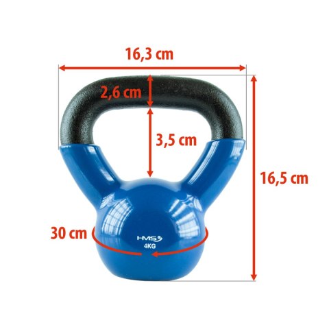 KNV04 BLUE KETTLEBELL ŻELIWNY POKRYTY WINYLEM HMS HMS