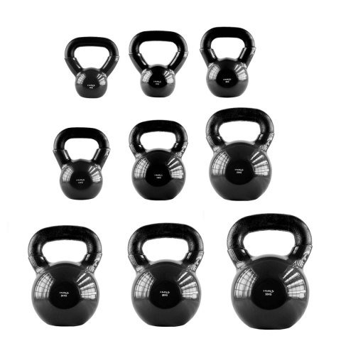 KNV08 BLACK KETTLEBELL ŻELIWNY POKRYTY WINYLEM HMS HMS