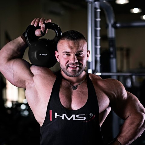 KNV08 BLACK KETTLEBELL ŻELIWNY POKRYTY WINYLEM HMS HMS