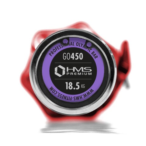 GO450 (+ ZG1000R) GRYF OLIMPIJSKI 18.5KG 2200MM HMS Z ZACISKAMI LOCK JAW RED HMS PREMIUM