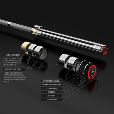 GO700 + ZACISK ZG1000 RED GRYF OLIMPIJSKI 20KG 2200MM HMS PREMIUM HMS PREMIUM