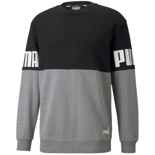 Bluza męska Puma Power Colorblock Crew szaro-czarna 589430 01 Puma