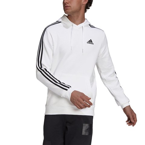 Bluza męska adidas Essentials Fleece 3-Stripes Hoodie biała GU2522 Adidas Bluza męska adidas Essentials Fleece 3-Stripes Hoodie biała GU2522 Adidas