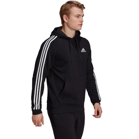 Bluza męska adidas Essentials Fleece 3-Stripes Hoodie czarna GK9072 Adidas Bluza męska adidas Essentials Fleece 3-Stripes Hoodie czarna GK9072 Adidas
