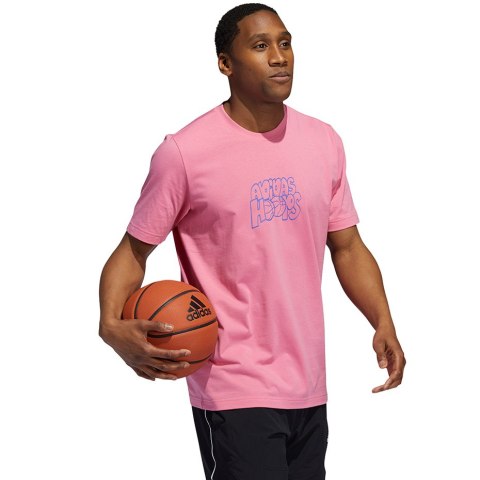 Koszulka męska adidas Lil Stripe adidas Hoops Graphic Tee różowa GS7220 Adidas Koszulka męska adidas Lil Stripe adidas Hoops Graphic Tee różowa GS7220 Adidas