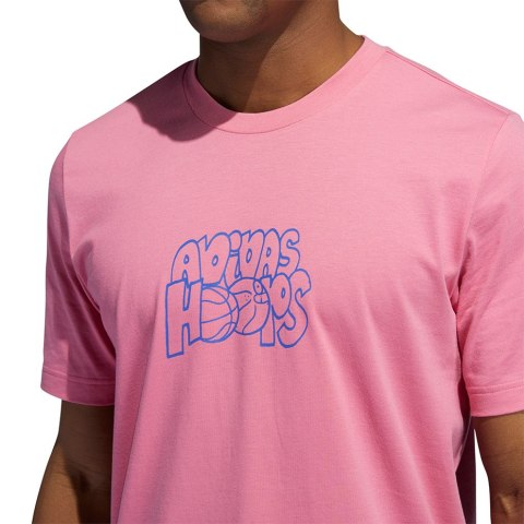 Koszulka męska adidas Lil Stripe adidas Hoops Graphic Tee różowa GS7220 Adidas Koszulka męska adidas Lil Stripe adidas Hoops Graphic Tee różowa GS7220 Adidas