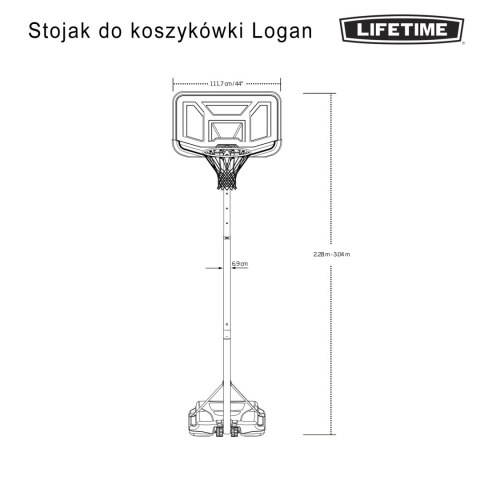LIFETIME STOJAK DO KOSZYKÓWKI 44" LOGAN 90819 Lifetime