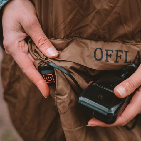 OFFLANDER PONCZO KEMPINGOWE CIENKIE Z OGRZEWACZEM BRĄZOWE OFFLANDER