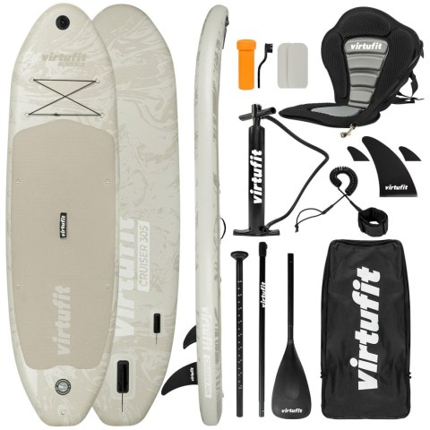 VIRTUFIT DESKA SUP CRUISER 305 - PIASKOWY BEŻ - Z SIEDZENIEM KAJAKOWYM, AKCESORIAMI I TORBĄ DO NOSZE VirtuFit