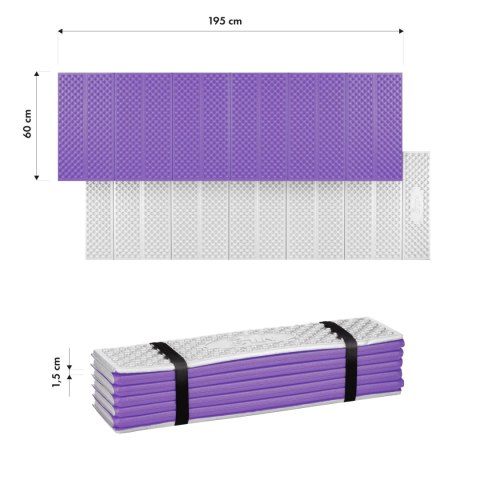 NC17103 KARIMATA SKŁADANA TURYSTYCZNA Z PODBICIEM ALUMINIOWYM + XPE 195 CM FIOLETOWA NILS CAMP NILS CAMP