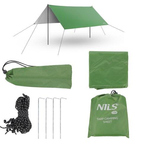 NC17107 TARP PŁACHTA BIWAKOWA KEMPINGOWA 300X300 CM ZIELONA NILS CAMP NILS CAMP