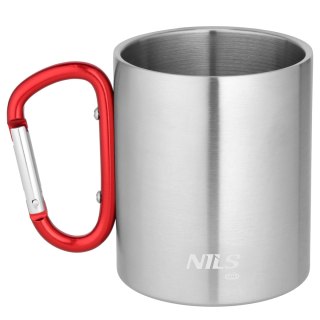NC17110 KUBEK KEMPINGOWY Z KARABIŃCZYKIEM 300 ML STAL NIERDZEWNA CZERWONY NILS CAMP NILS CAMP
