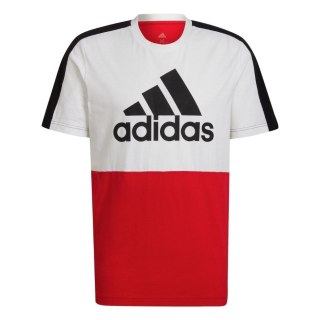 Koszulka męska adidas Essentials Colorblock Single Jersey Tee biało-czerwona HE4330 Adidas