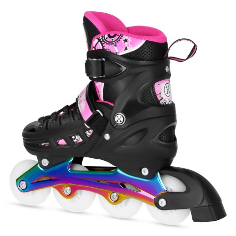 NH10905 4w1 ŁYŻWOROLKI LED RÓŻOWE Z WYM. PŁOZĄ HOKEJOWĄ RAINBOW ROZM. S(31-34) NILS EXTREME NILS EXTREME