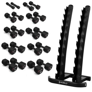 ZESTAW HANTLI POLIURETANOWYCH HPT 2 x 1 - 10 KG (110 KG) + STOJAK STR37 HMS HMS