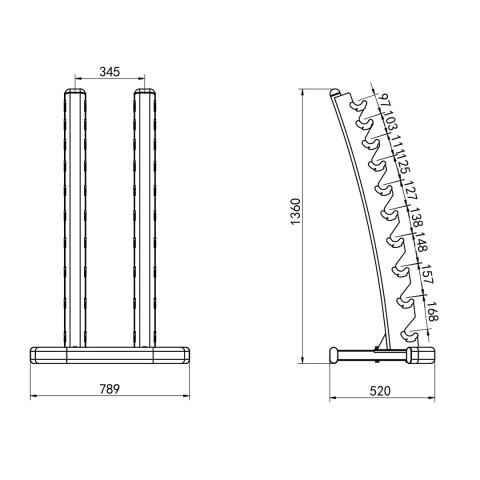 ZESTAW HANTLI POLIURETANOWYCH HPT 2 x 1 - 10 KG (110 KG) + STOJAK STR37 HMS HMS