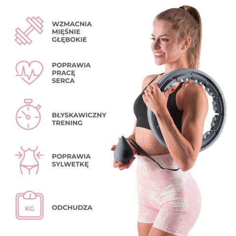 ZESTAW HULA HOP HHW06 BLACK Z PIŁKĄ GRAWITACYJNĄ I LICZNIKIEM HMS + PAS BR163 BLACK PLUS SIZE HMS