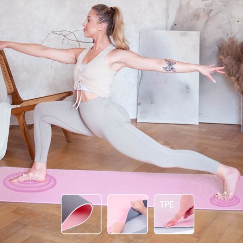 ZESTAW DO JOGI HMS MATA TPE LIGHT PINK YM10 + KOSTKA GRAY KJ02 + PASEK SJ02 HMS