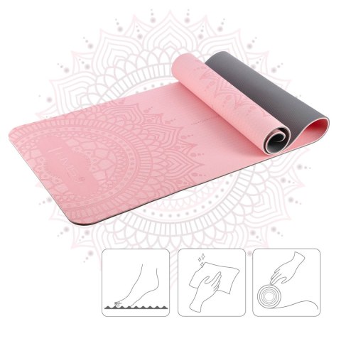 ZESTAW DO JOGI HMS MATA TPE LIGHT PINK YM10 + KOSTKA GRAY KJ02 + PASEK SJ02 HMS