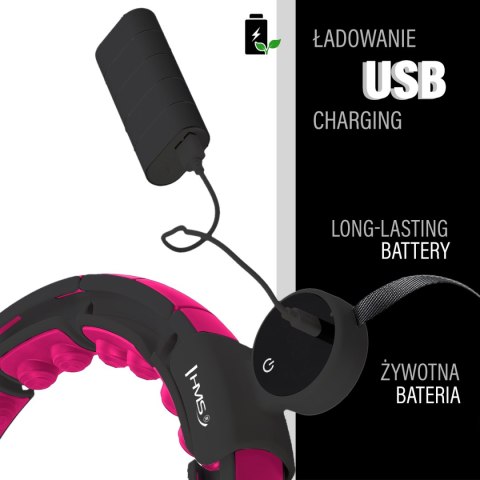 ZESTAW HULA HOP MAGNETYCZNY BLACK/PINK HHM16 Z LICZNIKIEM HMS + PAS WYSZCZUPLAJĄCY BR163 BLACK HMS