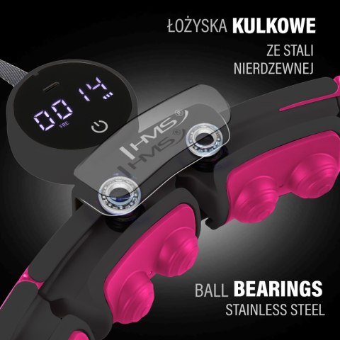 ZESTAW HULA HOP MAGNETYCZNY BLACK/PINK HHM16 Z LICZNIKIEM HMS + PAS WYSZCZUPLAJĄCY BR163 BLACK HMS