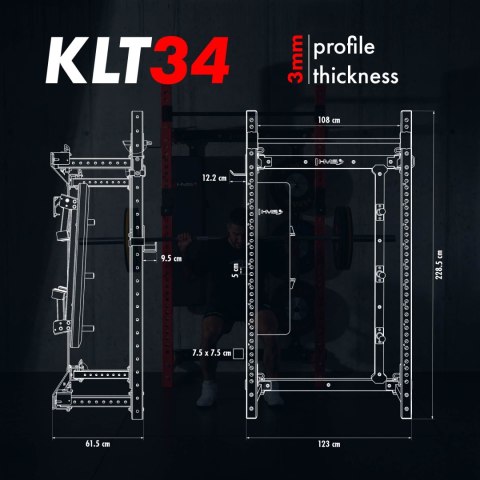 KLT34 WIELOFUNKCYJNA KLATKA TRENINGOWA SKŁADANA RED HMS HMS