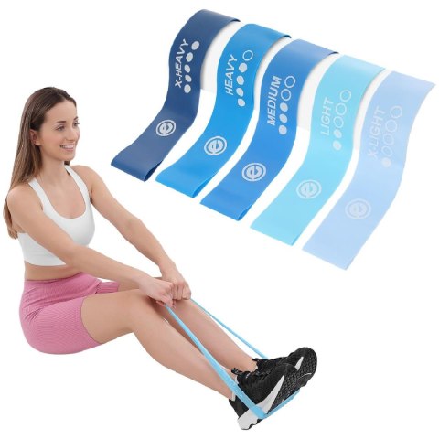 ZESTAW GUM DO ĆWICZEŃ FITNESS CROSSFIT MINI BLUE BAND 5W1 ENERO FIT