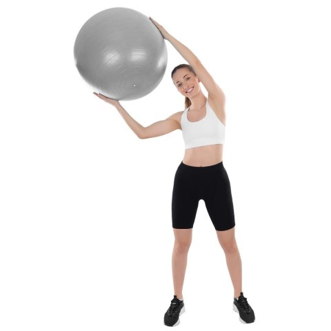 PIŁKA GIMNASTYCZNA DO ĆWICZEŃ FITNESS 55CM ANTIBURST SZARA