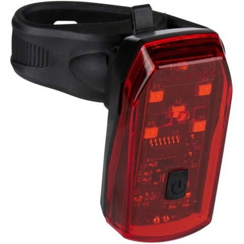 LAMPKA ROWEROWA NA TYŁ 5 LED FUNKCJA STOP CERTYFIKAT DUNLOP