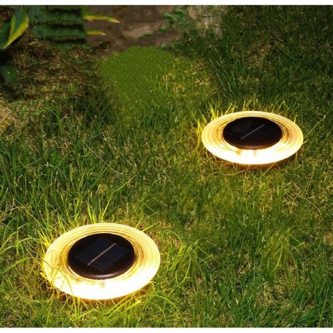 LAMPA SOLARNA DYSKOWA 28 LED DO WBICIA W GRUNT LUB MONTAŻU NA ŚCIANIE