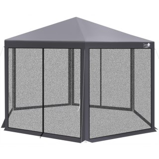PAWILON OGRODOWY SZEŚCIOKĄTNY 2x2x2x2.5M Z MOSKITIERĄ SZARY