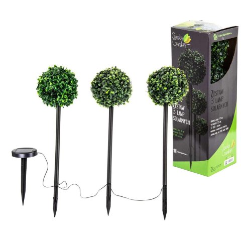 ZESTAW LAMP SOLARNYCH 3 KUL BUKSZPANOWYCH 27 LED