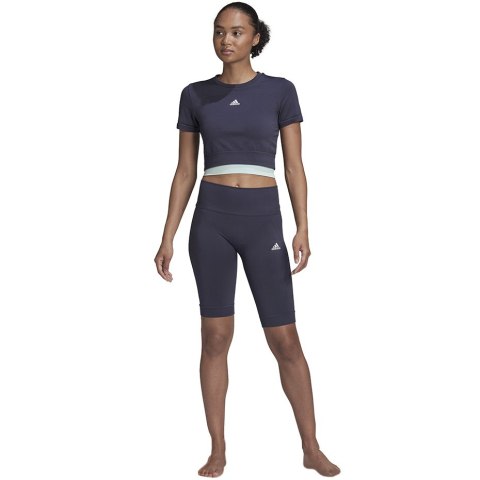 Legginsy damskie adidas Aeroknit Seamless Short Tights granatowe HE2960 Adidas