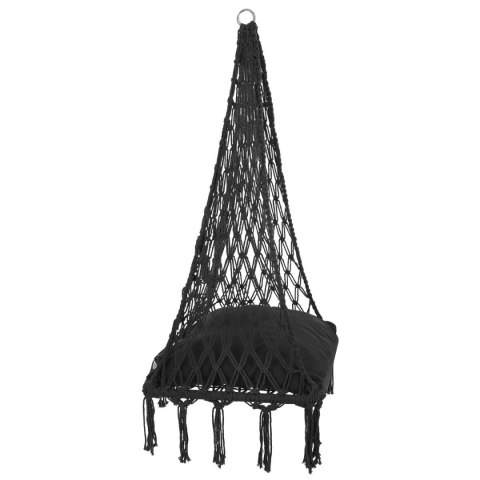 HAMAK AŻUROWY FOTEL WISZĄCY BOCIANIE GNIAZDO 60x60x115CM Z PODUSZKĄ CIEMNO SZARY