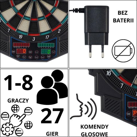 DART ELEKTRONICZNY Z ZASILACZEM I 4 LICZNIKAMI 49CM ENERO PRO