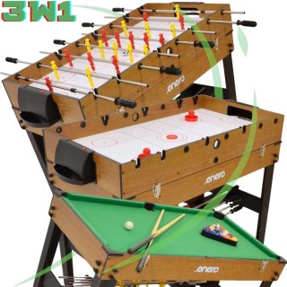STÓŁ DO GRY 3W1 WOODEN PIŁKARZYKI BILARD CYMBERGAJ 121x61x81CM