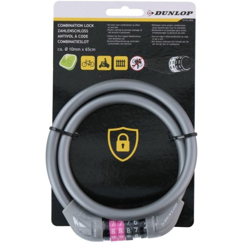 ZAPIĘCIE ROWEROWE DUNLOP LINKA SZYFR 1.0x65CM - SZARY