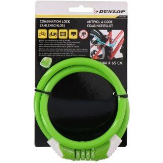 ZAPIĘCIE ROWEROWE SPIRALNE NA SZYFR 10MMX65CM DUNLOP ZIELONE