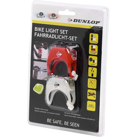 ZESTAW SILIKONOWYCH LAMP ROWEROWYCH LED PRZÓD TYŁ DELUXE 2 LED DUNLOP