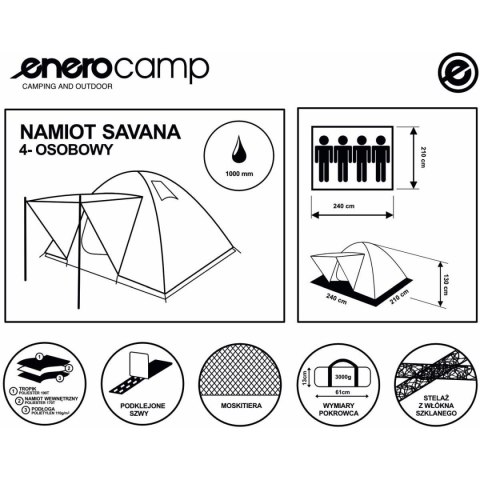 NAMIOT 4 OSOBOWY IGLO SAVANA 210x240x130CM
